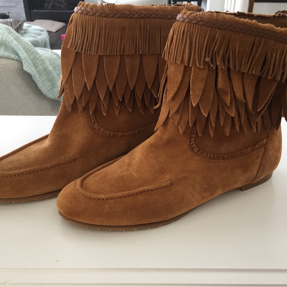 Aquazzura Suede Fringe Moccasin "Tiger Lily" Boot